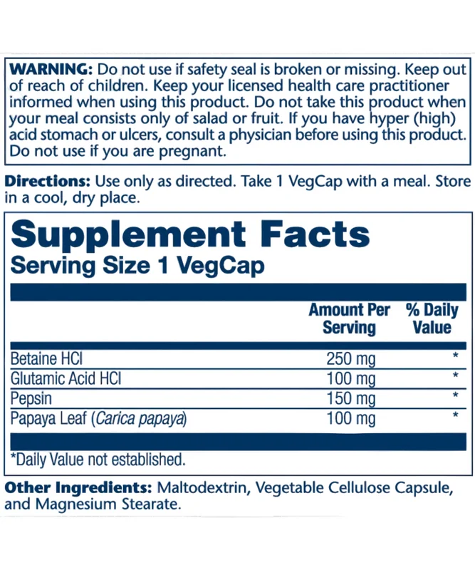 Betaine HCl w/ Pepsin 250mg