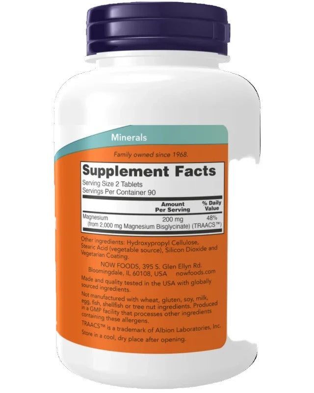 Magnesium Glycinate 180 Tablets (NOW)