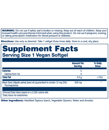 Black Seed Oil Cold Pressed softgels